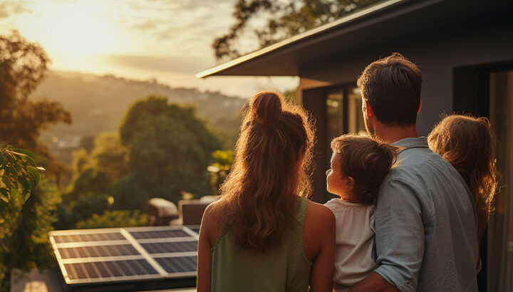 Imóvel com placas fotovoltaicas.